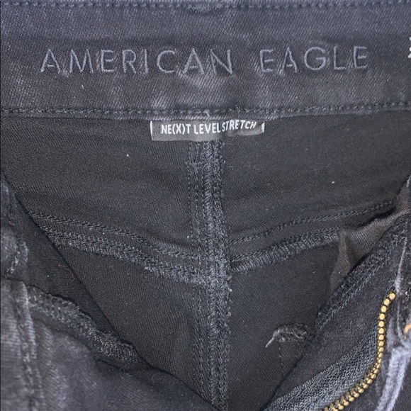 American Eagle Outfitters Black Ne(x)t Level Stretch Distressed Jeans Blown Knee - Picture 8 of 12